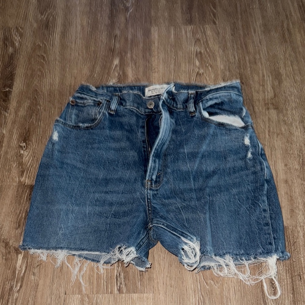 Abercrombie & Fitch Blue Distressed Jean Shorts